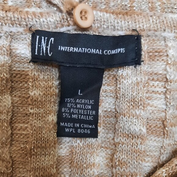 Y2K  INC International Concepts Sleeveless Sweater Size L Beige Gold Metallic - Picture 10 of 11